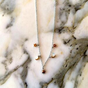 Pura Vida Silver Heart Moon Sun Charm Anklet 10’